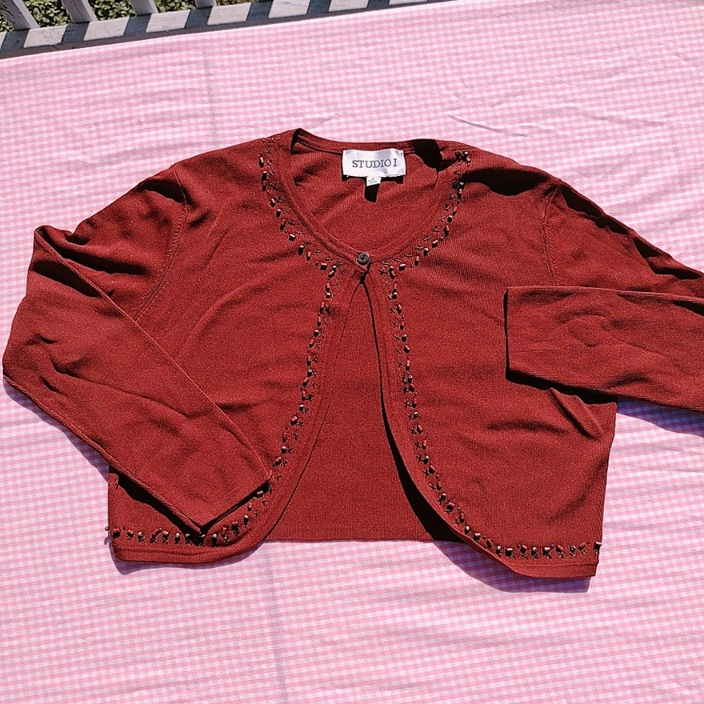 VTG Whimsical One Button Cropped Cardigan